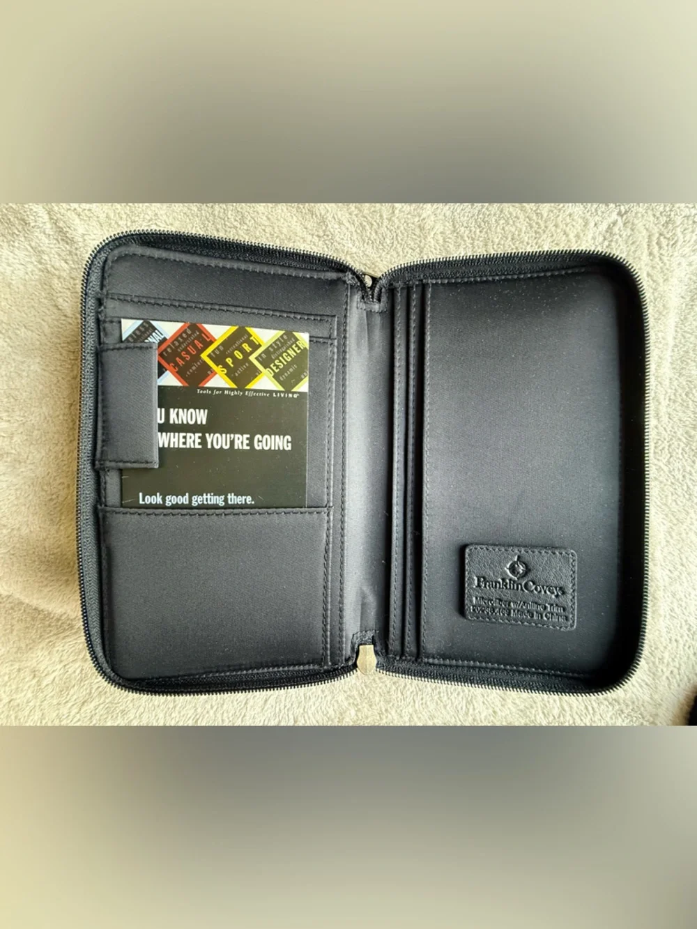 NWT Franklin Covey Black Fabric Zip Around Planner